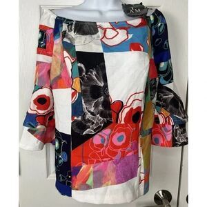 Alberto Makali‎ NWT Vintage Floral Off Shoulder  Blouse Womens Size L